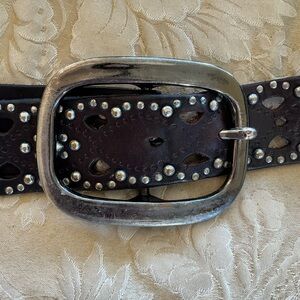 Women’s brown leather studded belt Large